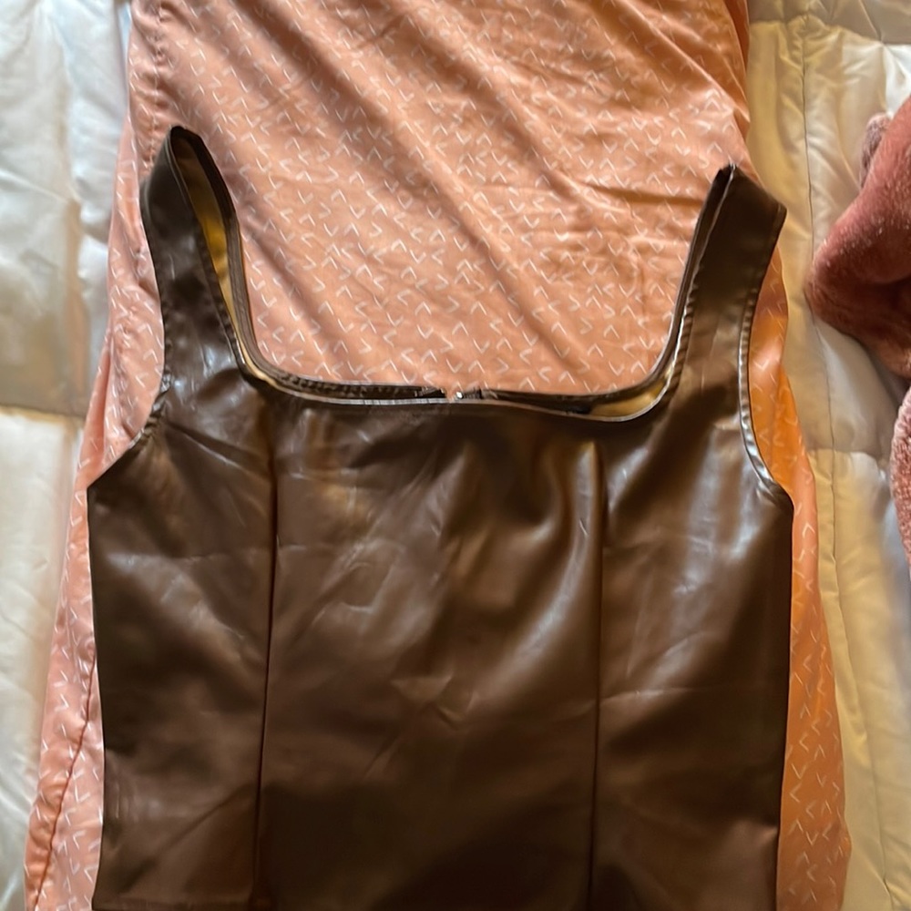 Brand new. Shein. Leather crop top tank with zipper accent